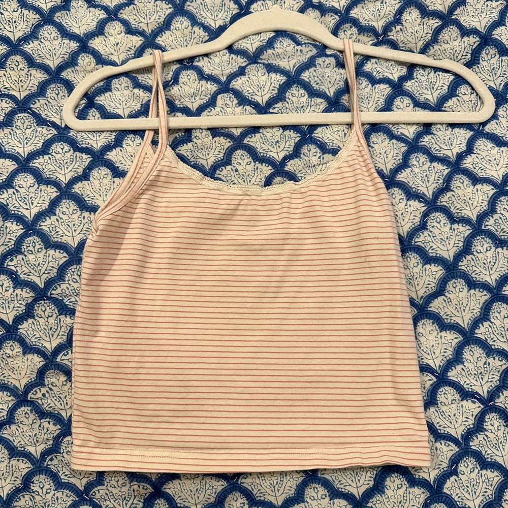 brandy melville pink/peach striped tank top
